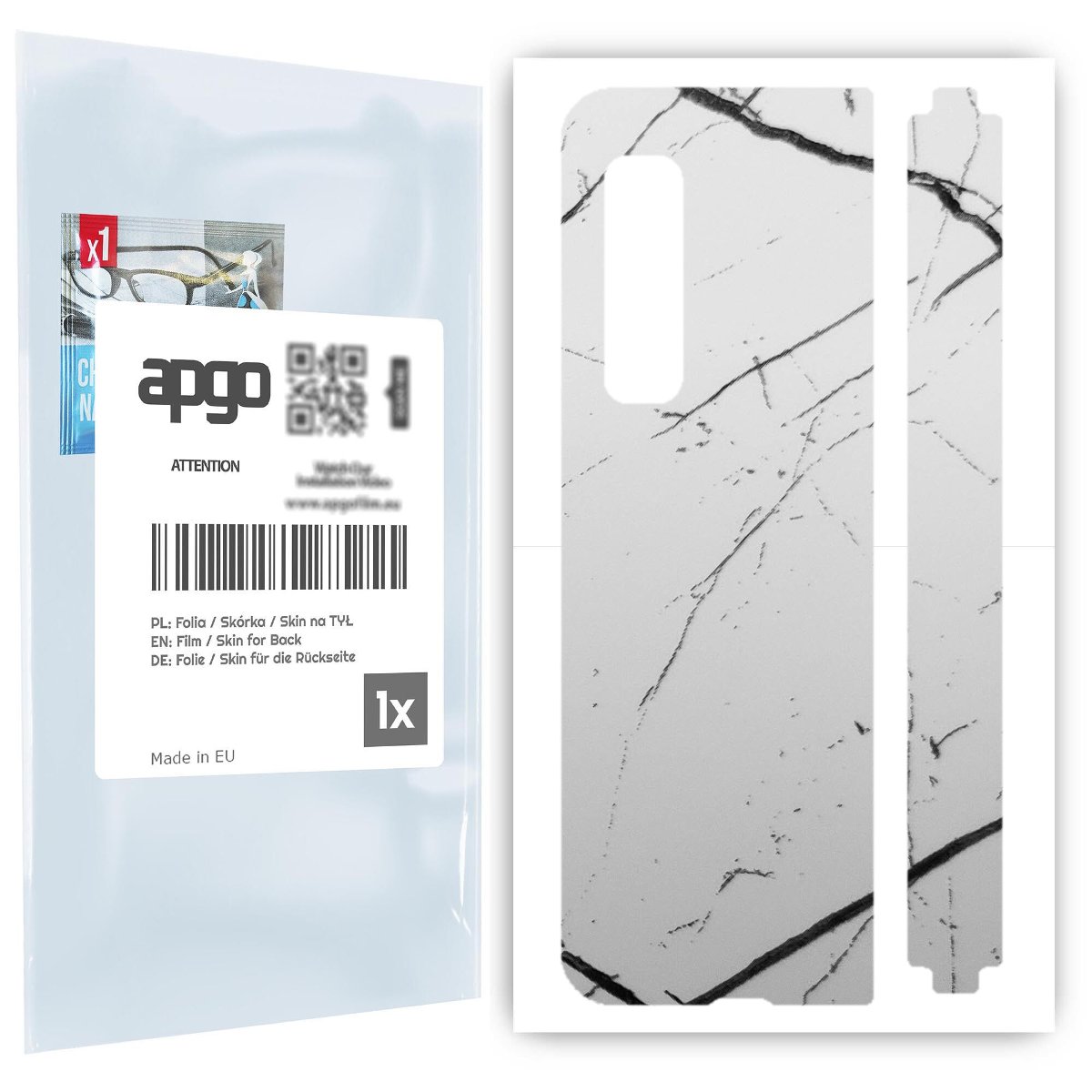 Folia naklejka skórka strukturalna na TYŁ do Samsung Galaxy Fold 5G -  Marmur Biały - apgo SKINS