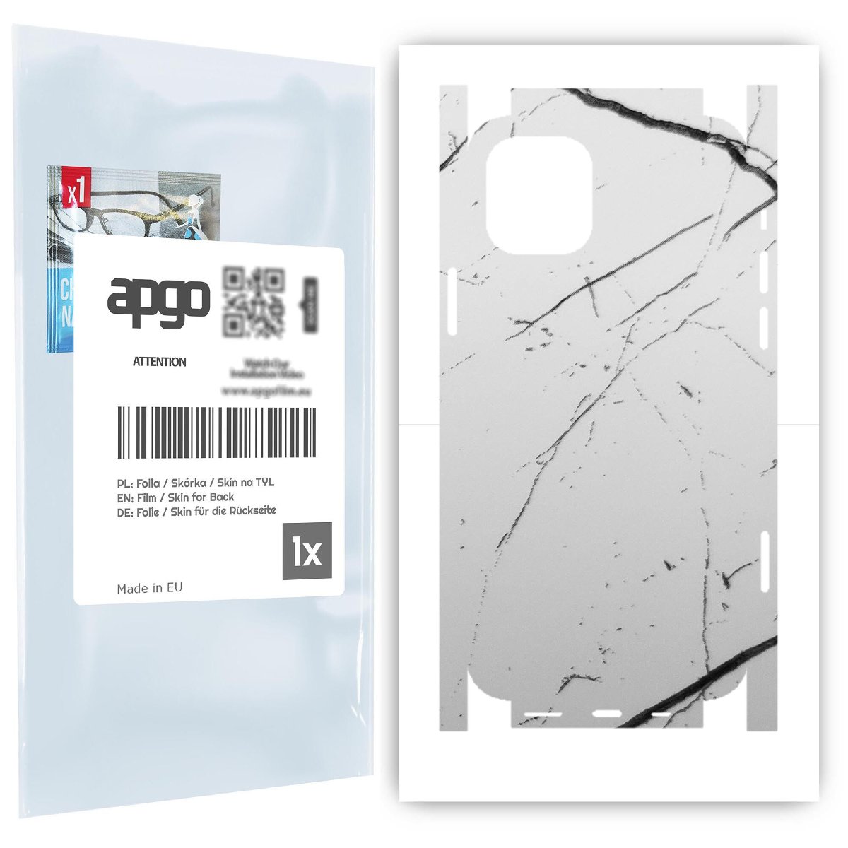 Folia naklejka skórka strukturalna na TYŁ+BOKI do Apple iPhone 12 -  Marmur Biały - apgo SKINS