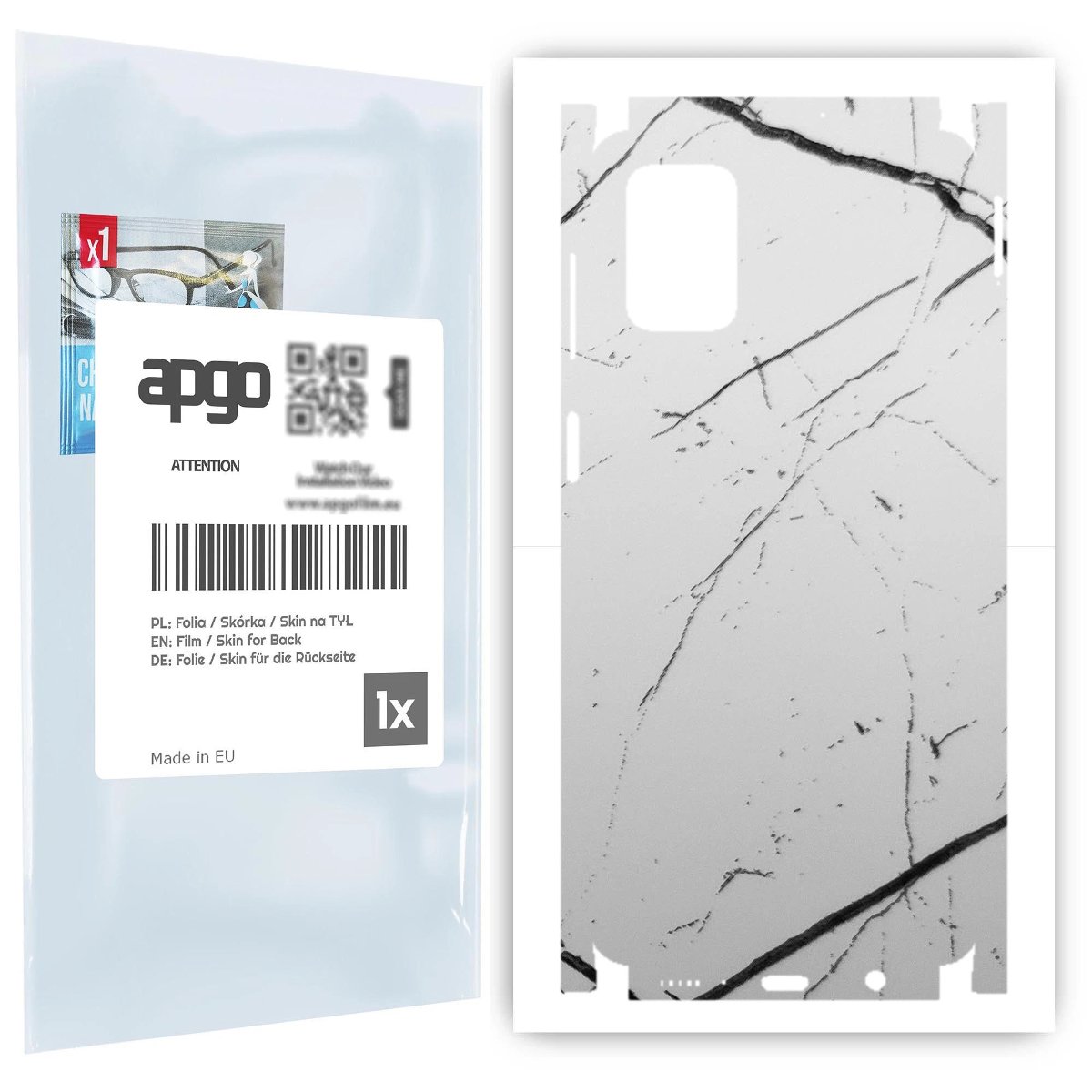Folia naklejka skórka strukturalna na TYŁ+BOKI do Samsung Galaxy M51 -  Marmur Biały - apgo SKINS