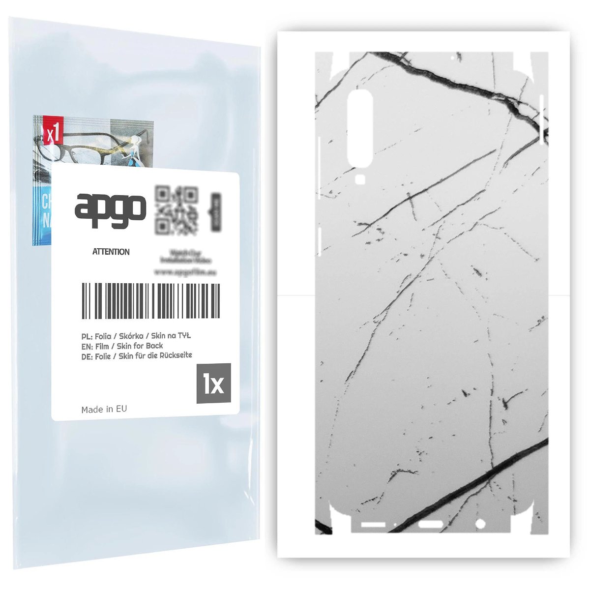 Folia naklejka skórka strukturalna na TYŁ+BOKI do Samsung Galaxy A50 -  Marmur Biały - apgo SKINS