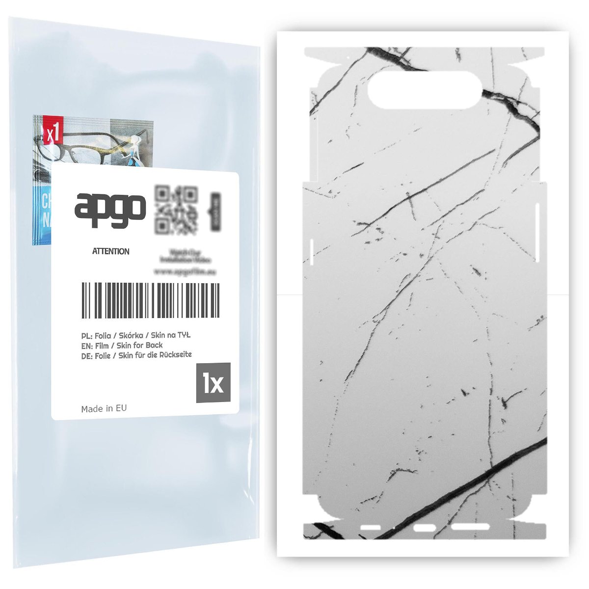Folia naklejka skórka strukturalna na TYŁ+BOKI do Samsung Galaxy A80 -  Marmur Biały - apgo SKINS