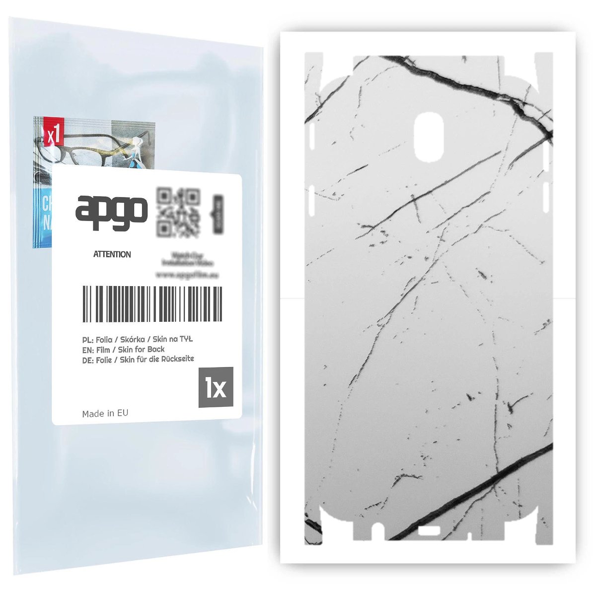 Folia naklejka skórka strukturalna na TYŁ+BOKI do Samsung Galaxy J7 (2017) -  Marmur Biały - apgo SKINS