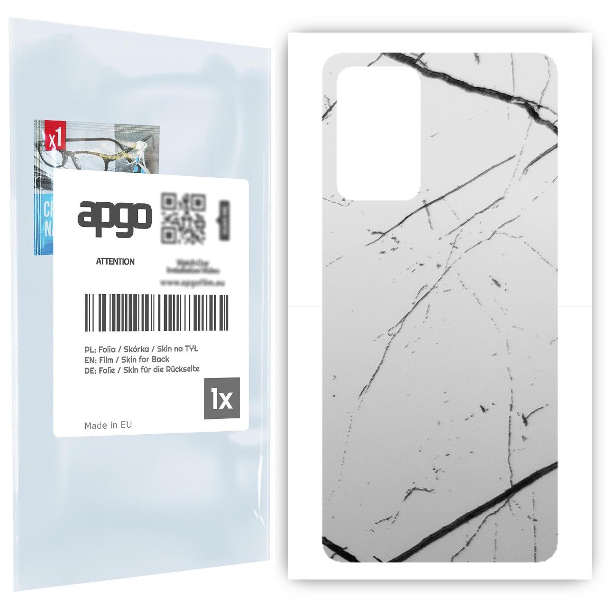 Folia naklejka skórka strukturalna na TYŁ do Samsung Galaxy A72 5G -  Marmur Biały - apgo SKINS