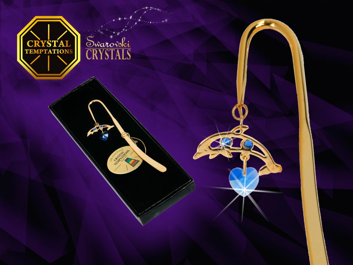 Zakładka delfin z kryształkiem Swarovski | Rozmiar: H 13.5 cm | SKU: HP122-0241