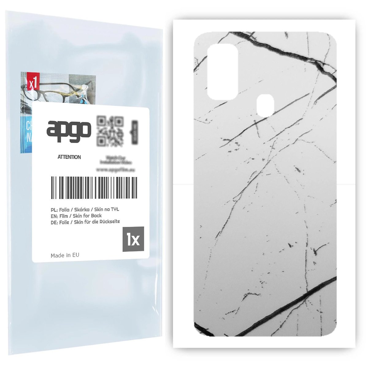 Folia naklejka skórka strukturalna na TYŁ do Samsung Galaxy M21 -  Marmur Biały - apgo SKINS