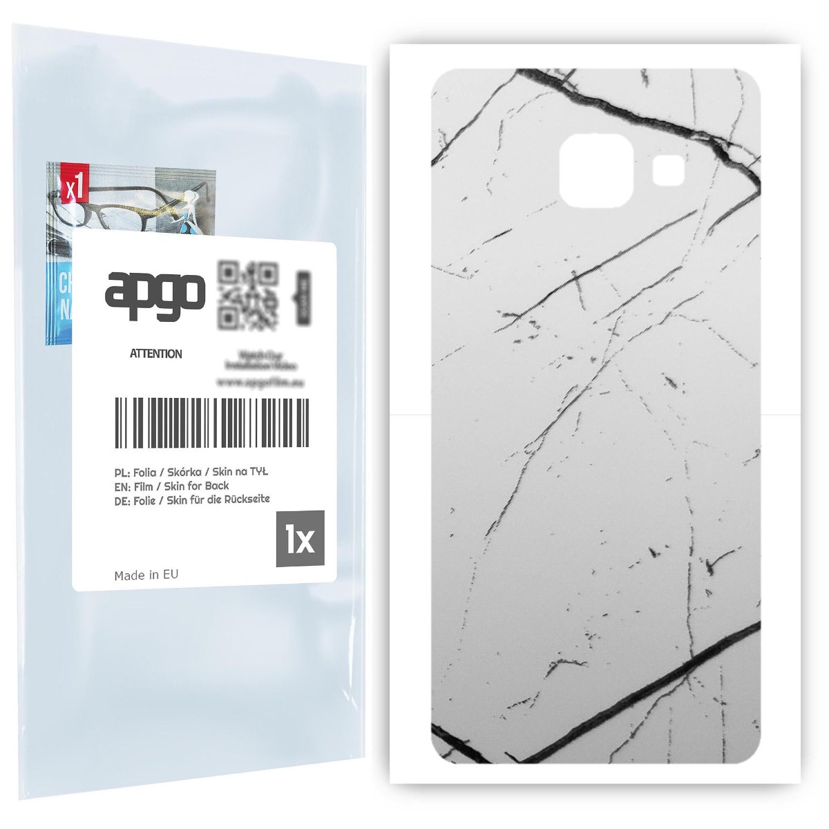Folia naklejka skórka strukturalna na TYŁ do Samsung Galaxy A3 2016 A310F -  Marmur Biały - apgo SKINS
