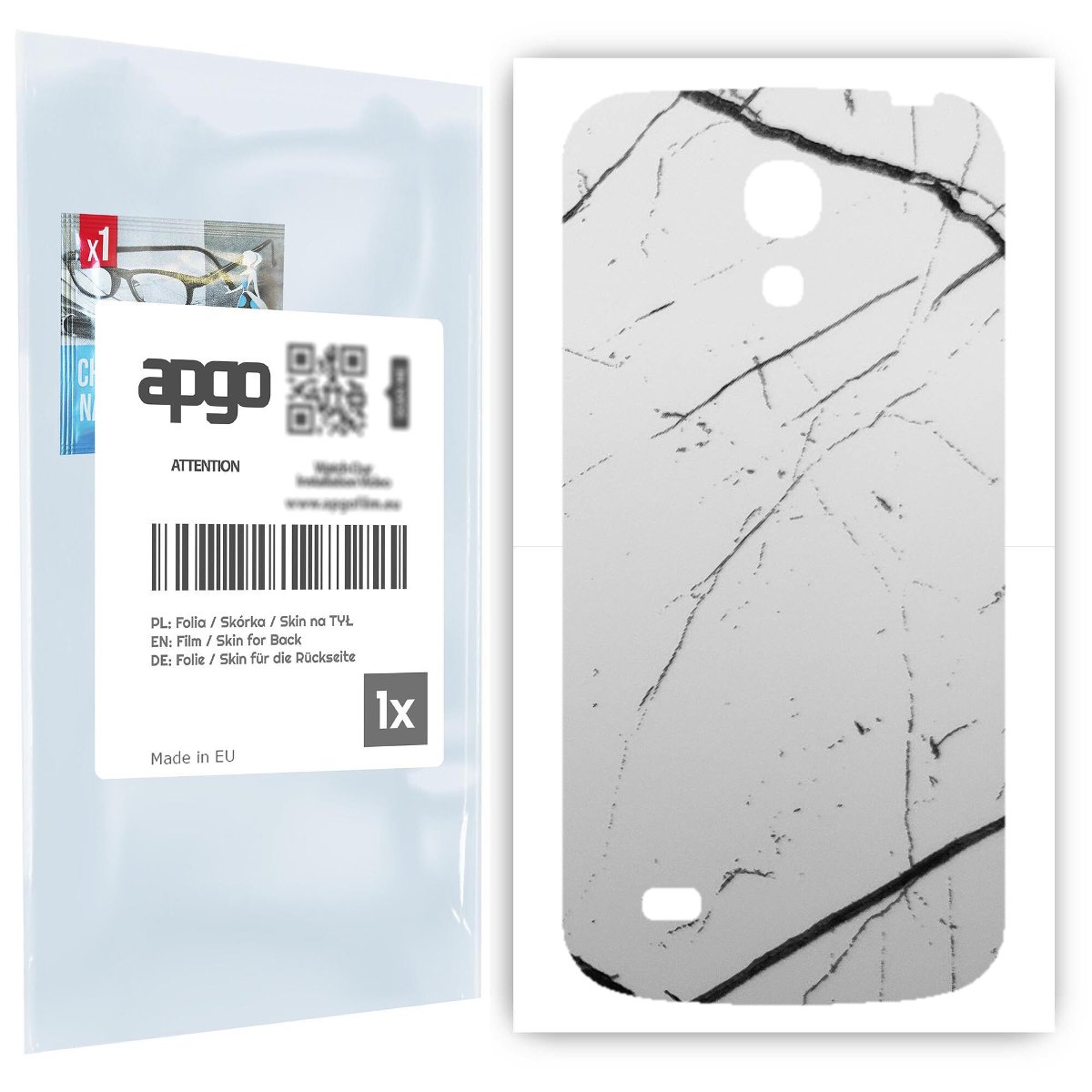 Folia naklejka skórka strukturalna na TYŁ do Samsung Galaxy S4 mini i9190 -  Marmur Biały - apgo SKINS