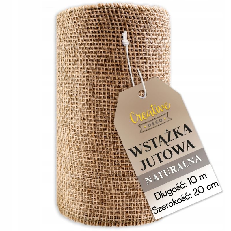 Wstążka jutowa taśma dekoracyjna z juty 20cm x 10m