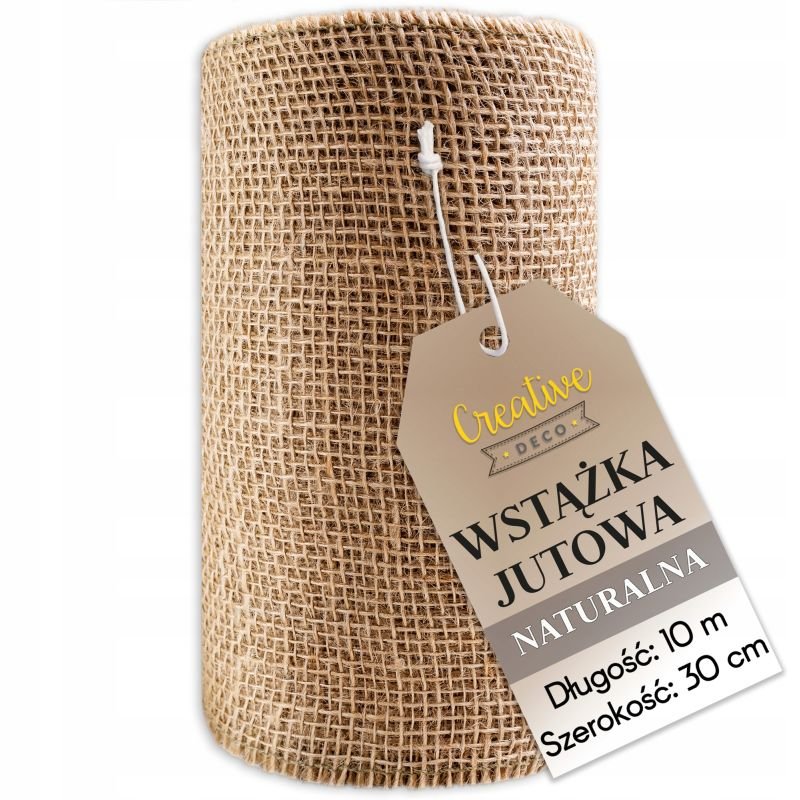 Wstążka jutowa taśma dekoracyjna z juty 30cm x 10m