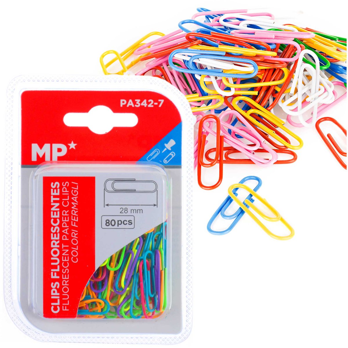 Spinacze Biurowe Kolorowe 80 Sztuk - 28 Mm