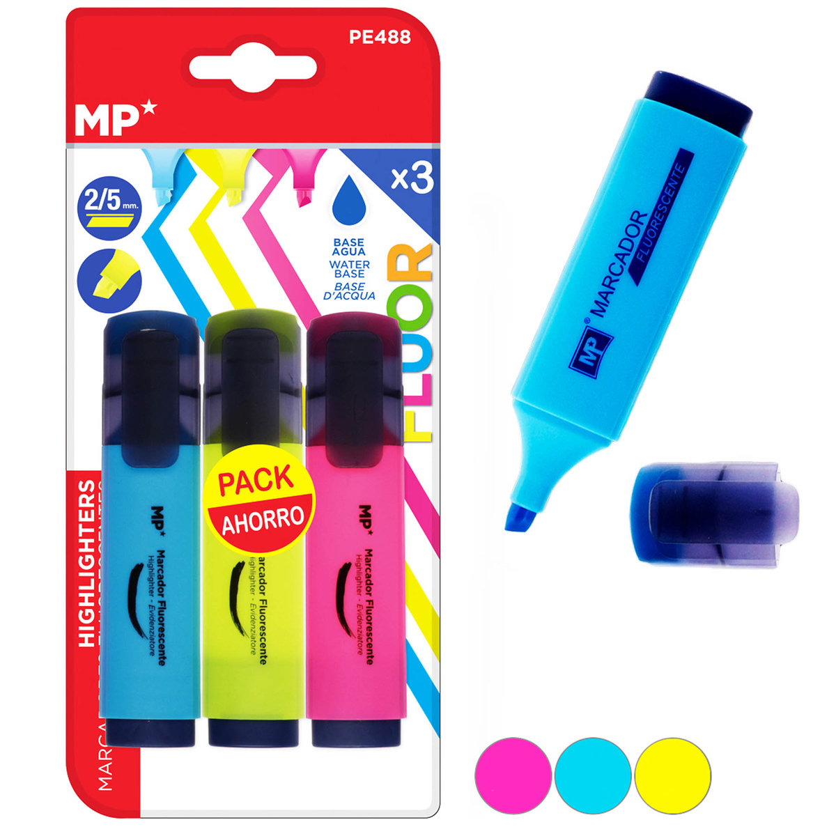 Zakreślacz Marker Fluorescencyjny Zestaw 3 Sztuki