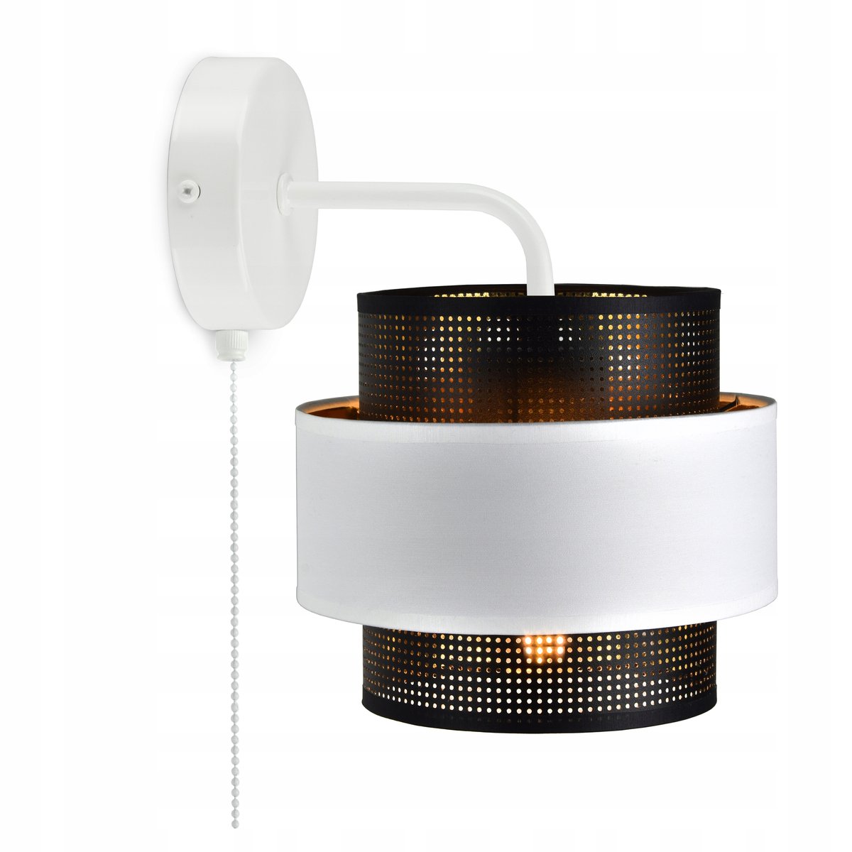 Kinkiet z włącznikiem GLAMOUR Biała Czarna Złota