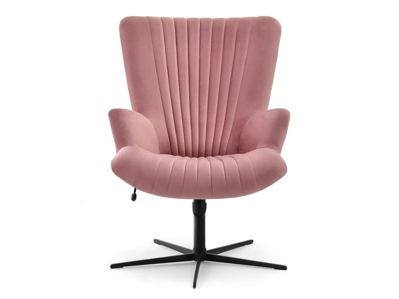 Nowoczesny Fotel Z Pionowymi Przeszyciami Obrotowy Esla Pastelowy Róż