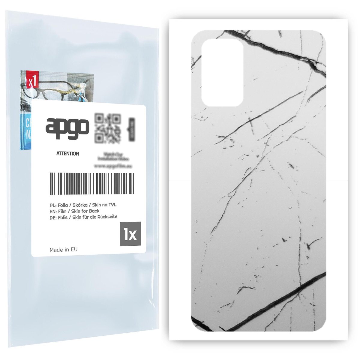 Folia naklejka skórka strukturalna na TYŁ do Samsung Galaxy A02s -  Marmur Biały - apgo SKINS
