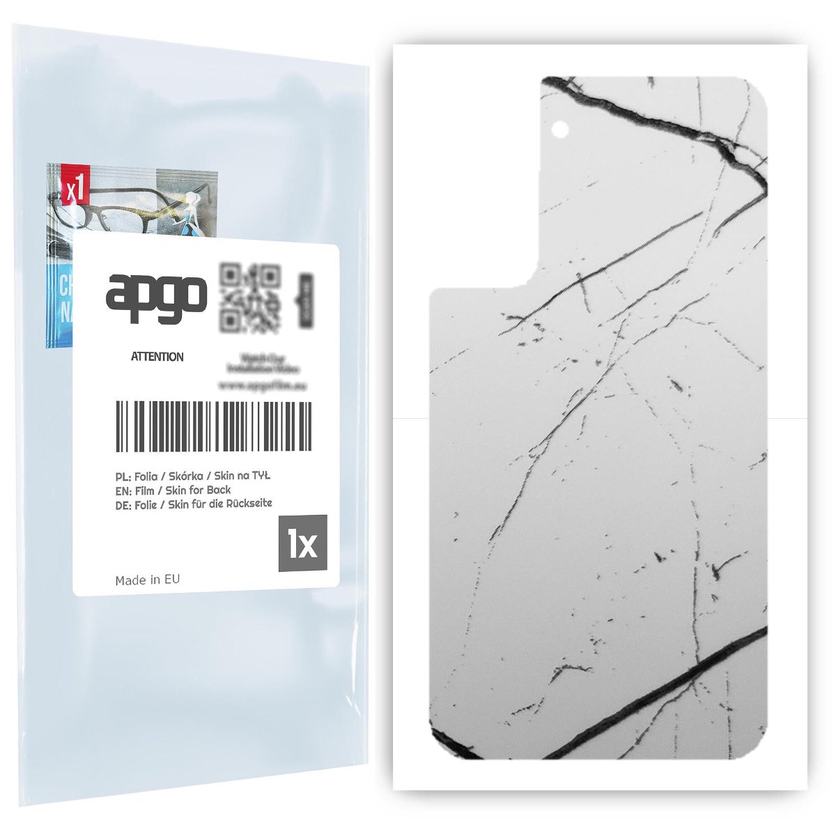 Folia naklejka skórka strukturalna na TYŁ do Samsung Galaxy S21 5G -  Marmur Biały - apgo SKINS