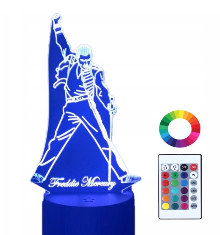 Lampka Nocna Freddie Mercury Music Led IMIĘ Grawer