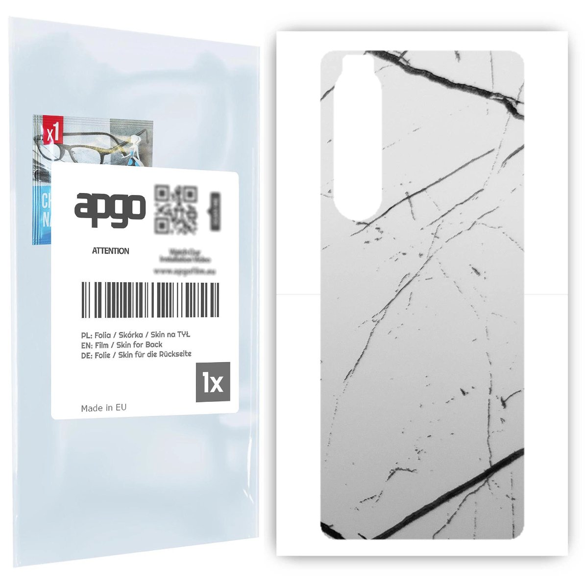 Folia naklejka skórka strukturalna na TYŁ do Sony Xperia 1 III -  Marmur Biały - apgo SKINS