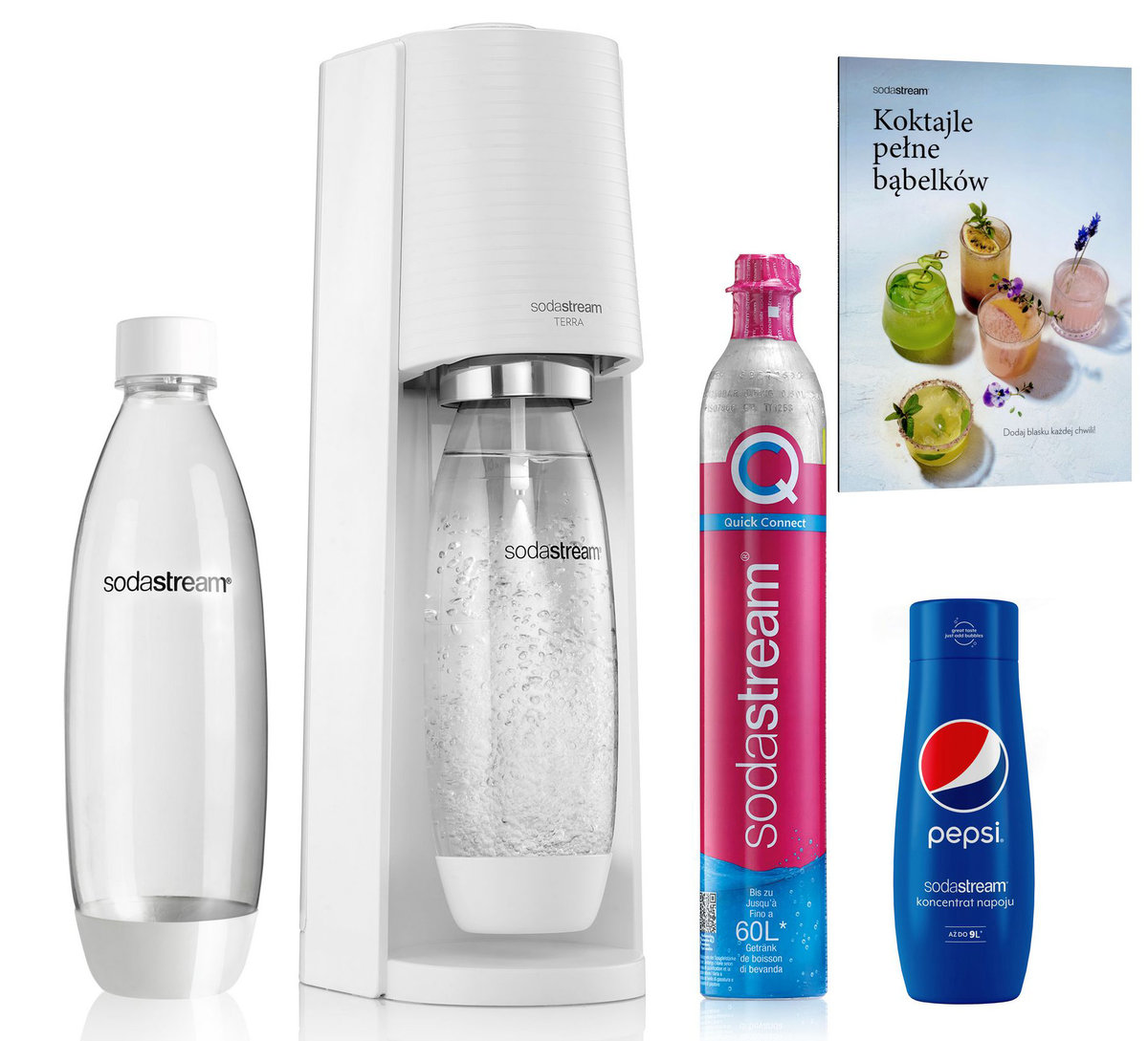 Saturator Sodastream Terra Biały + Syrop Pepsi