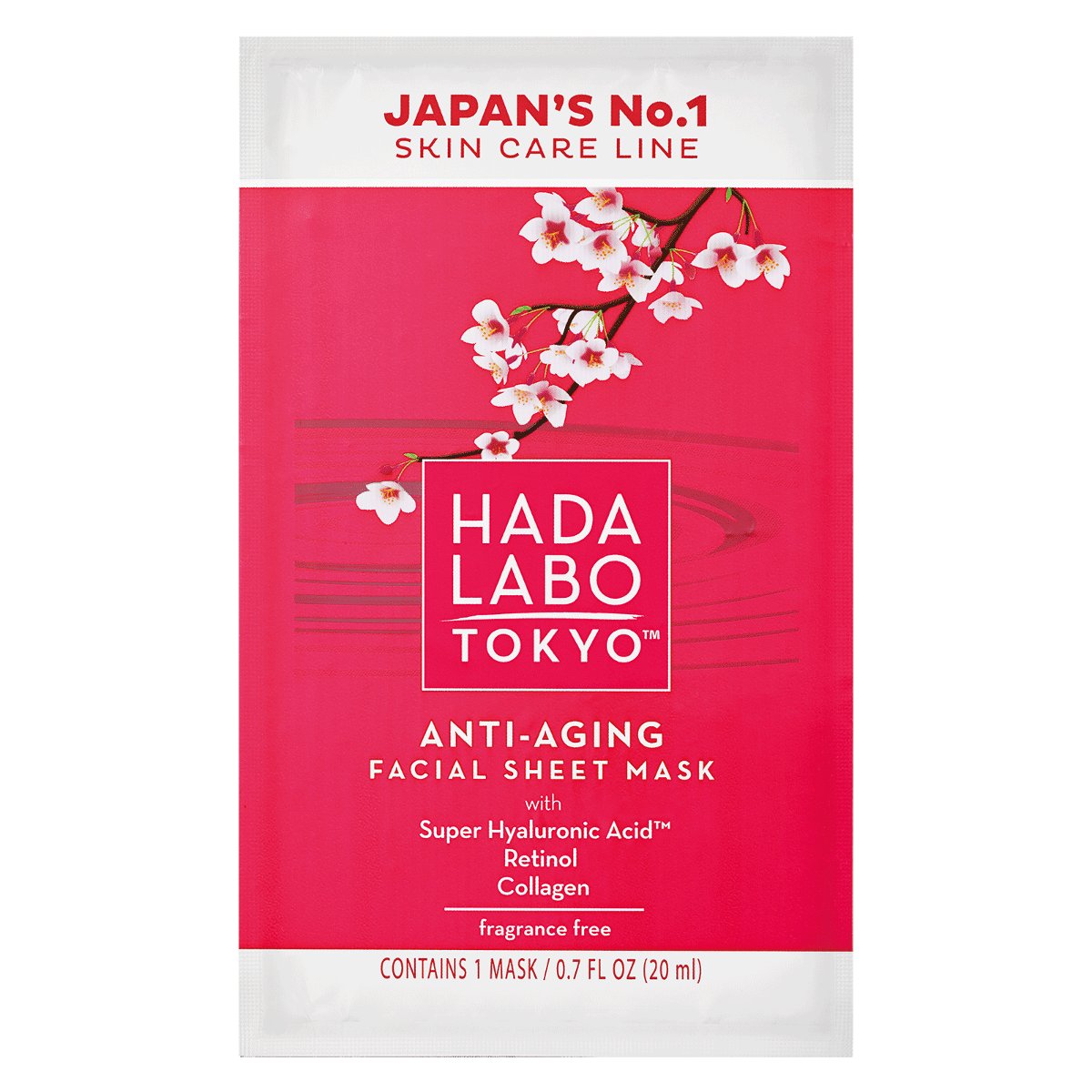 Hada Labo Tokyo Red przeciwzmarszczkowa maska nawilżająca na tkaninie 20 ml 010212074