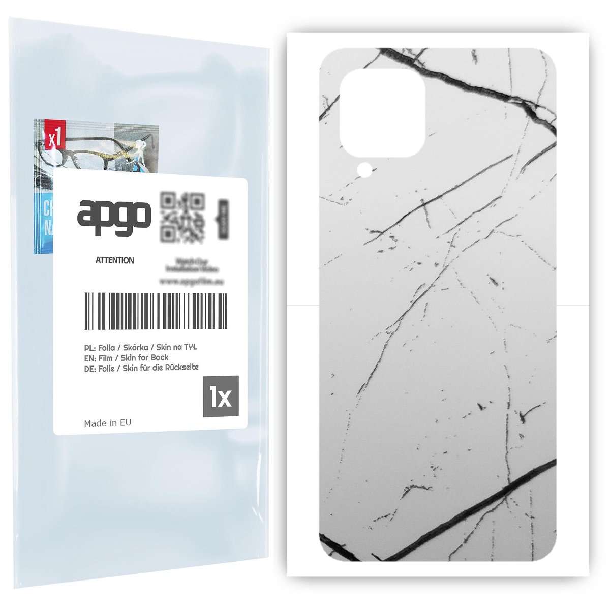 Folia naklejka skórka strukturalna na TYŁ do Samsung Galaxy M22 -  Marmur Biały - apgo SKINS