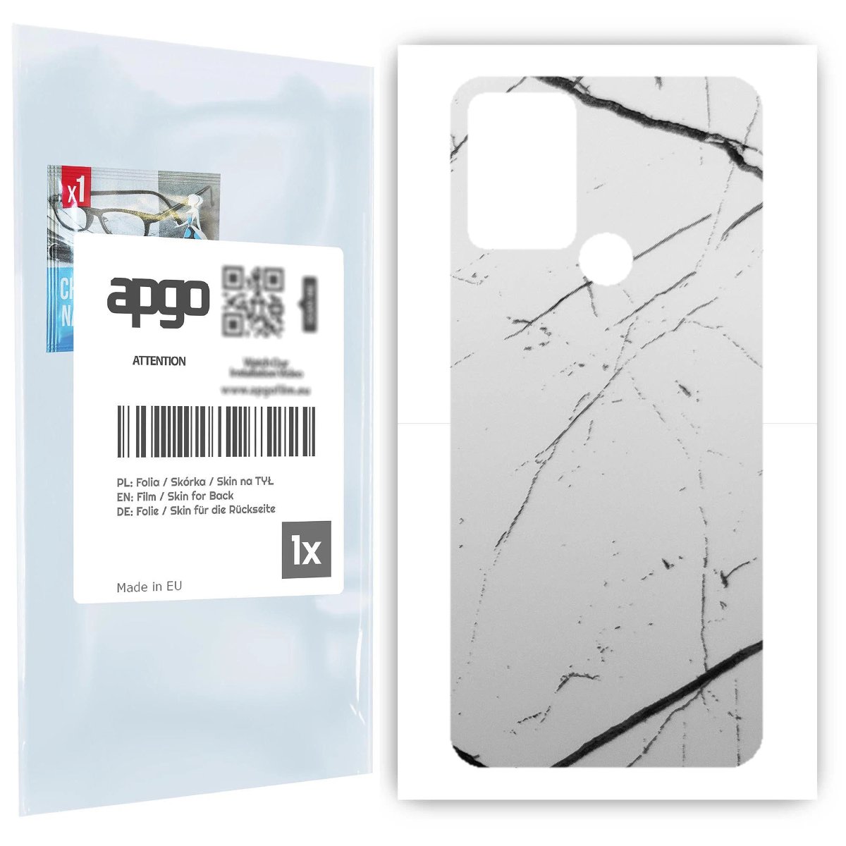 Folia naklejka skórka strukturalna na TYŁ do HTC Desire 20+ -  Marmur Biały - apgo SKINS