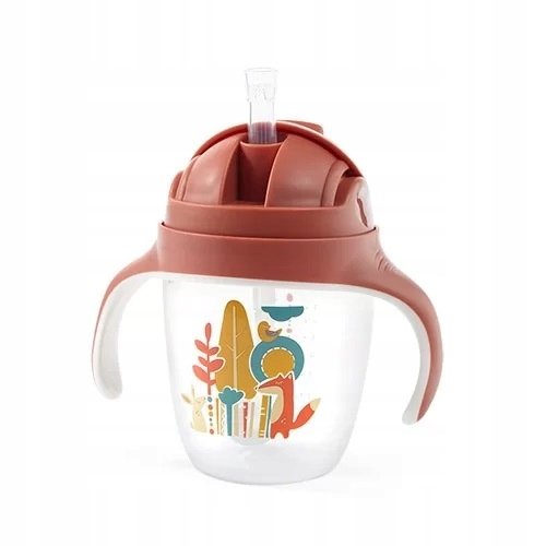 BabyOno Kubek niekapek z obciążoną słomką 240ml Lisek 1464/01, 6m+