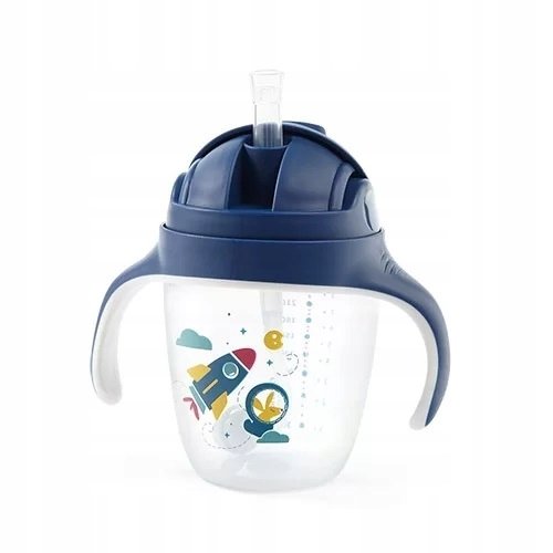 BabyOno Kubek niekapek z obciążoną słomką Rakieta 1464/02, 6m+