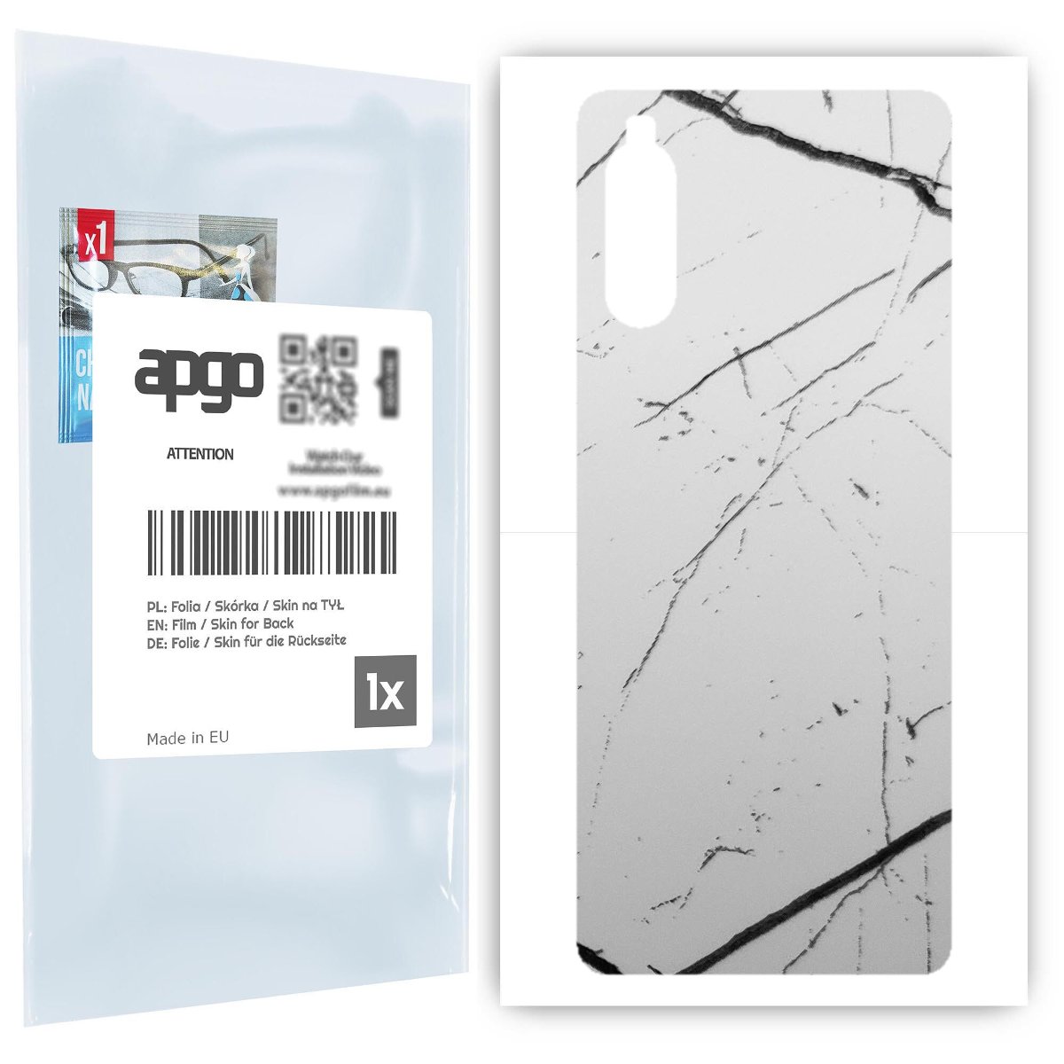 Folia naklejka skórka strukturalna na TYŁ do Sony Xperia 10 II -  Marmur Biały - apgo SKINS