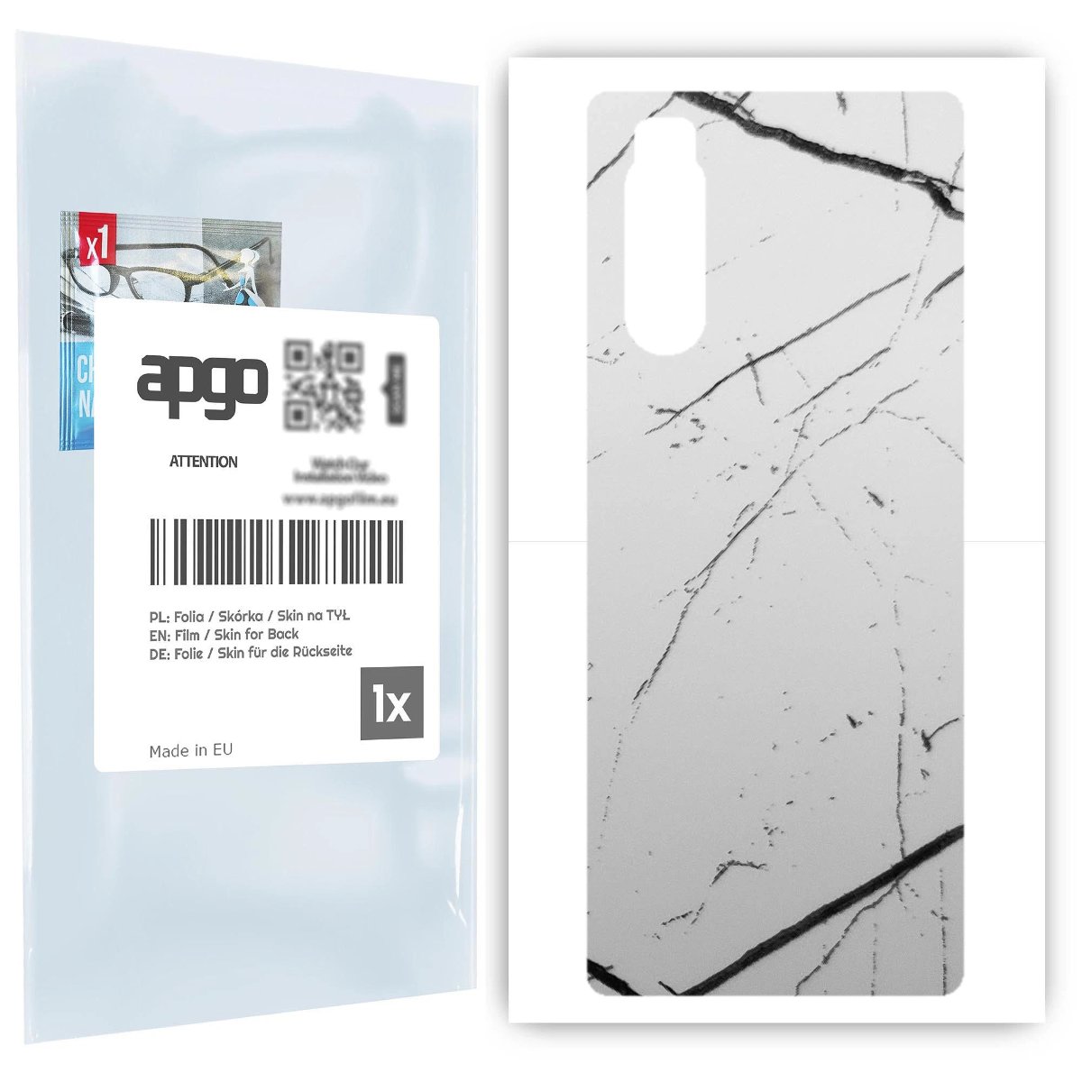 Folia naklejka skórka strukturalna na TYŁ do Sony Xperia 5 -  Marmur Biały - apgo SKINS