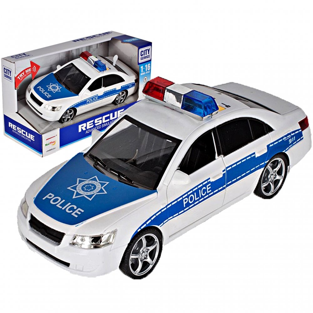 ElektroStator policyjny światła Radiowóz 1:16 interaktywny Auto Białe dźwięki Y260 Y260