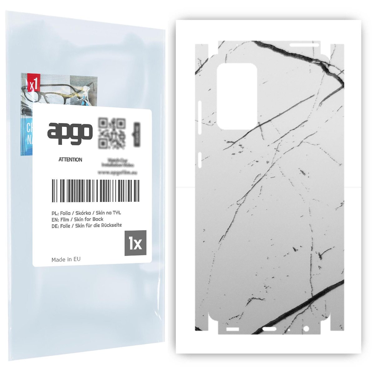 Folia naklejka skórka strukturalna na TYŁ+BOKI do Samsung Galaxy A72 5G -  Marmur Biały - apgo SKINS