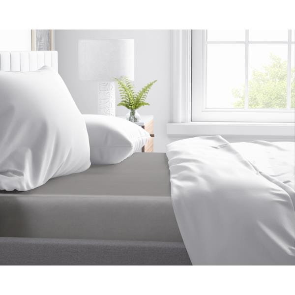 70x200 luksusowe prześcieradło satyna bawełniana k. szary