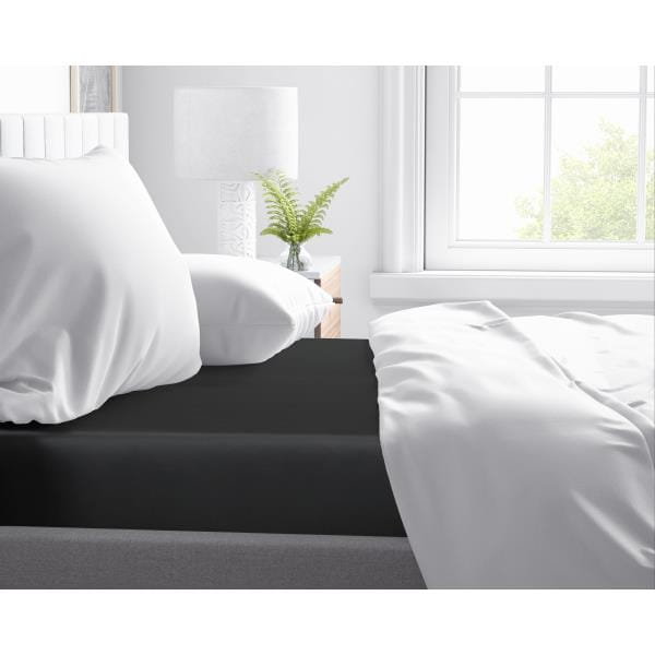 70x200 luksusowe prześcieradło satyna bawełniana k. czarny
