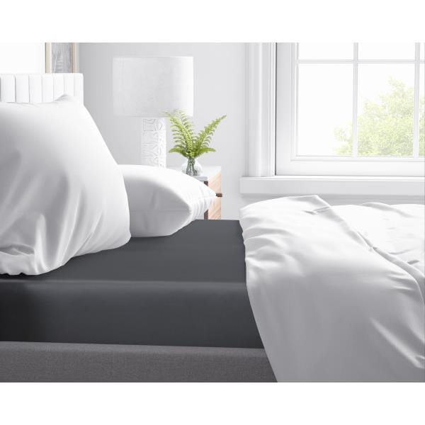 70x200 luksusowe prześcieradło satyna bawełniana k. antracyt