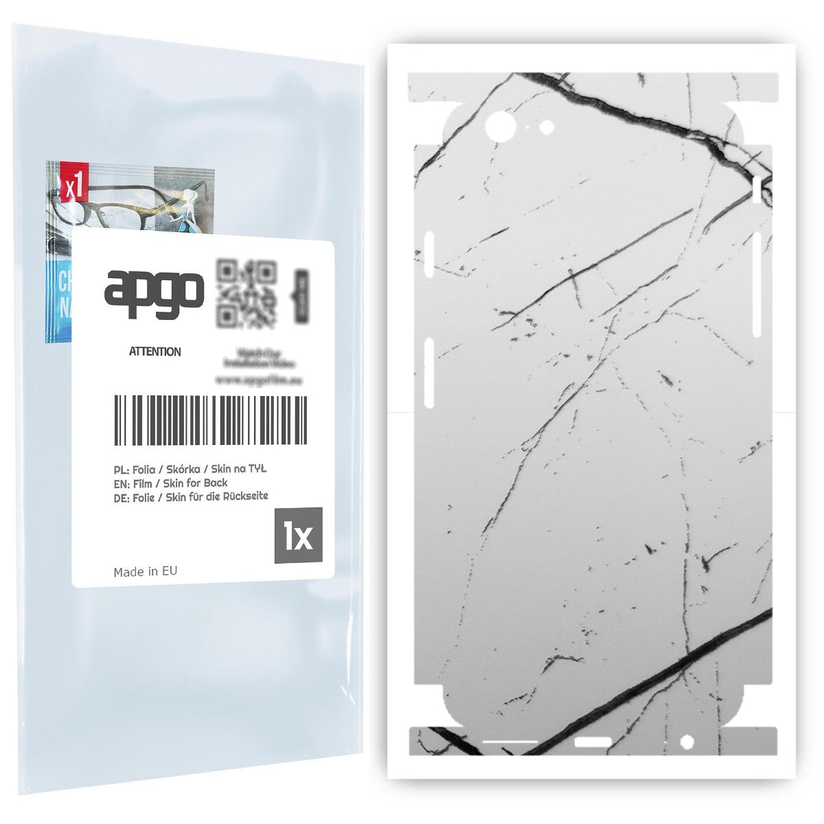Folia naklejka skórka strukturalna na TYŁ+BOKI do Apple iPhone 6 -  Marmur Biały - apgo SKINS