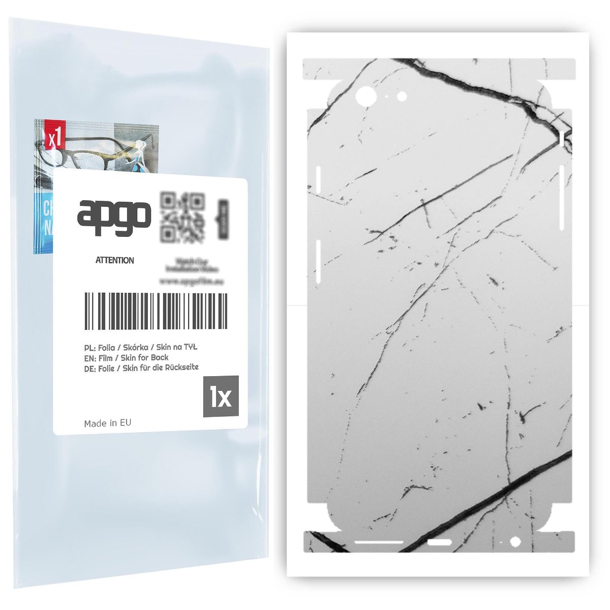 Folia naklejka skórka strukturalna na TYŁ+BOKI do Apple iPhone 6s Plus -  Marmur Biały - apgo SKINS