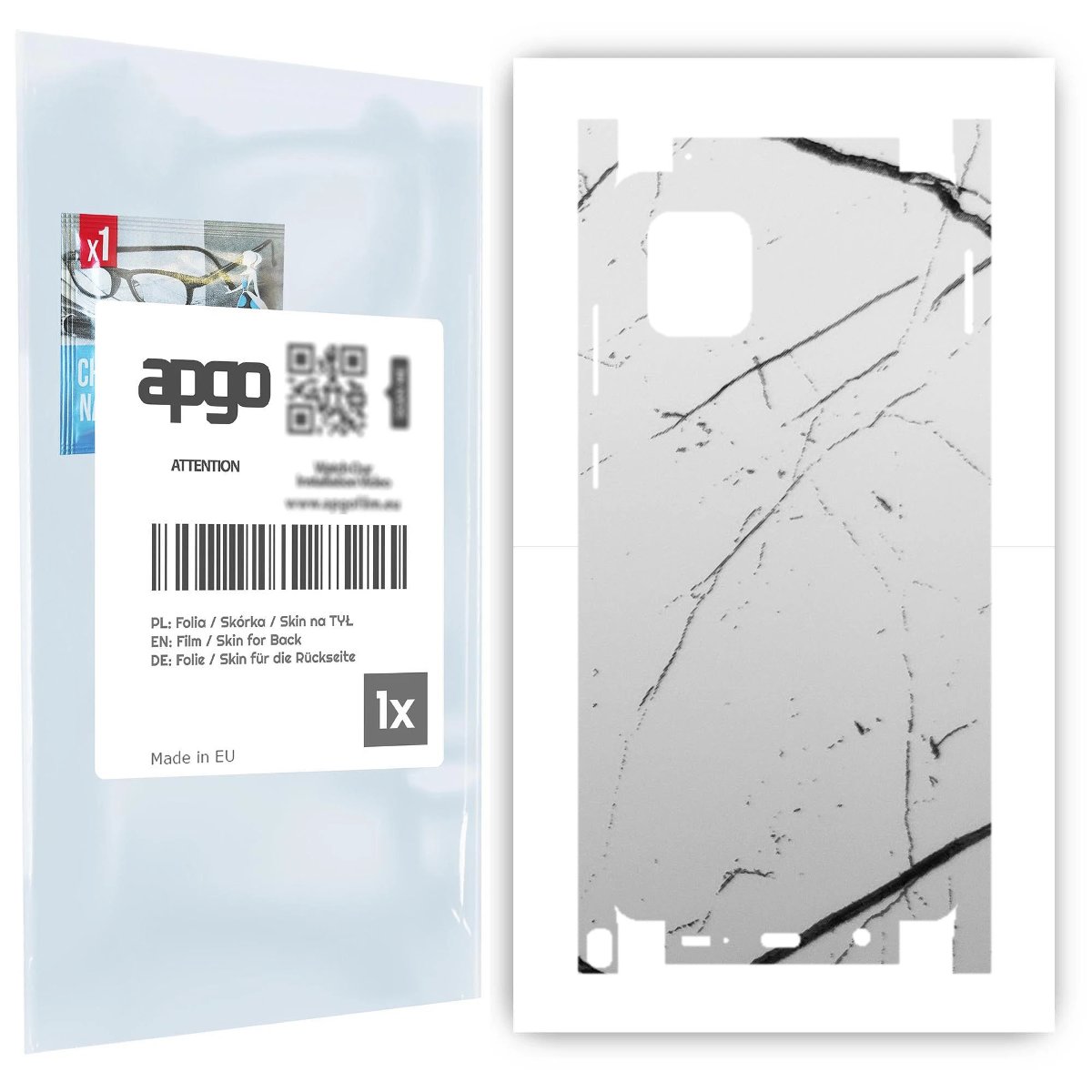 Folia naklejka skórka strukturalna na TYŁ+BOKI do Samsung Galaxy Note 10 Lite -  Marmur Biały - apgo SKINS