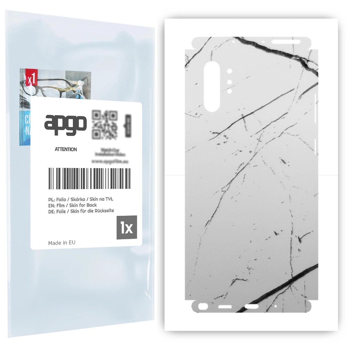 Folia naklejka skórka strukturalna na TYŁ+BOKI do Samsung Galaxy Note 10+ 5G -  Marmur Biały - apgo SKINS