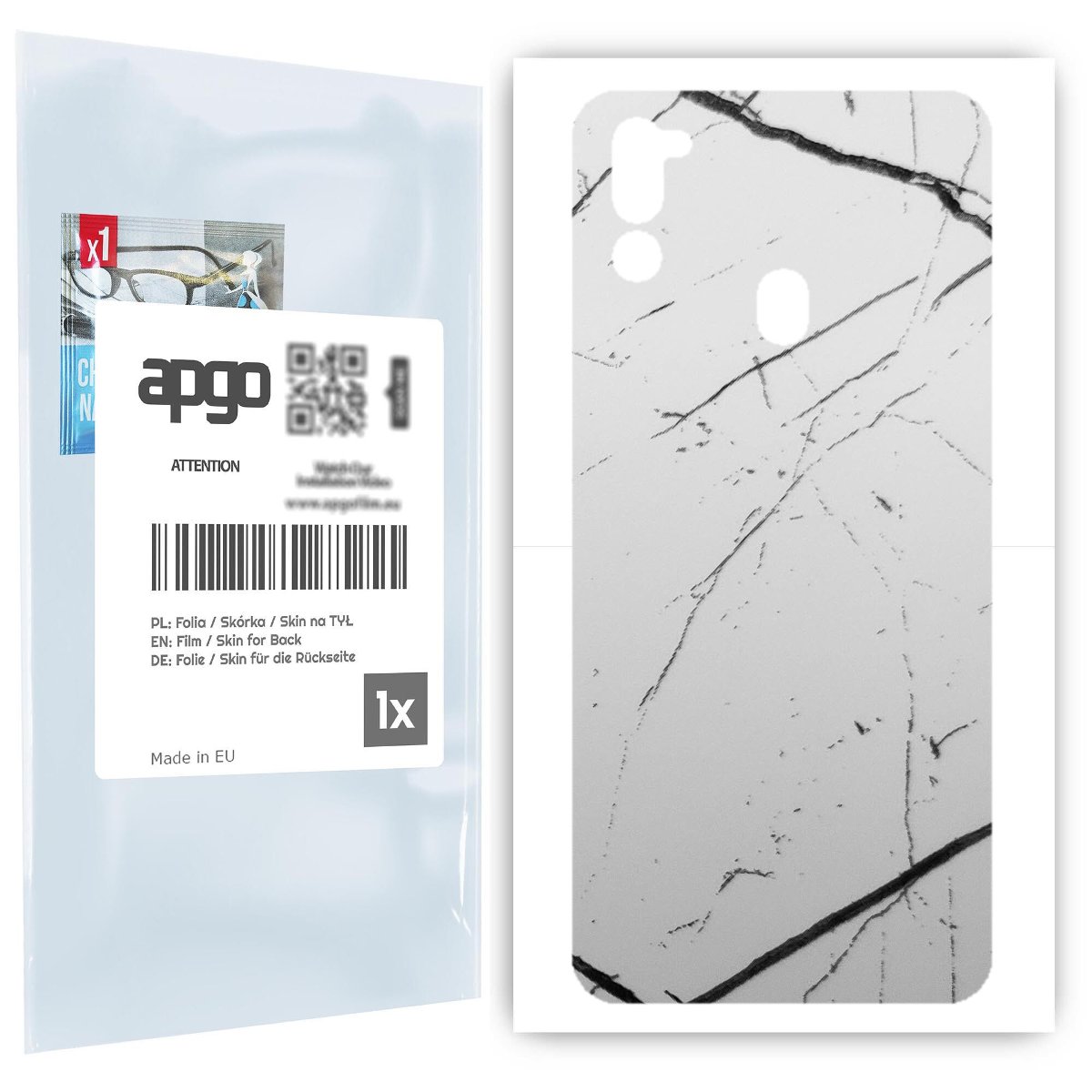 Folia naklejka skórka strukturalna na TYŁ do Samsung Galaxy M21 2021 -  Marmur Biały - apgo SKINS