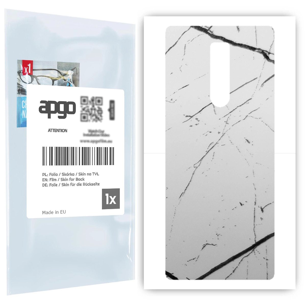Folia naklejka skórka strukturalna na TYŁ do Sony Xperia 1 -  Marmur Biały - apgo SKINS