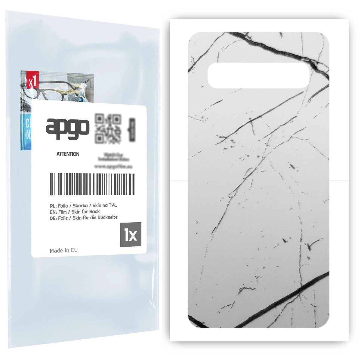 Folia naklejka skórka strukturalna na TYŁ do Samsung Galaxy S10 5G -  Marmur Biały - apgo SKINS
