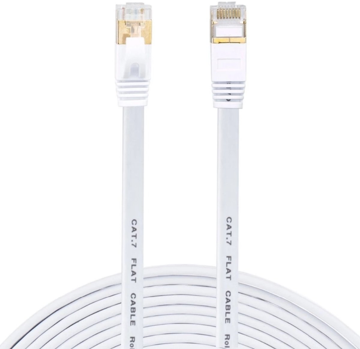 Kabel Sieciowy Lan Ethernet Płaski Rj45 Sftp Cat7 Biały 15M