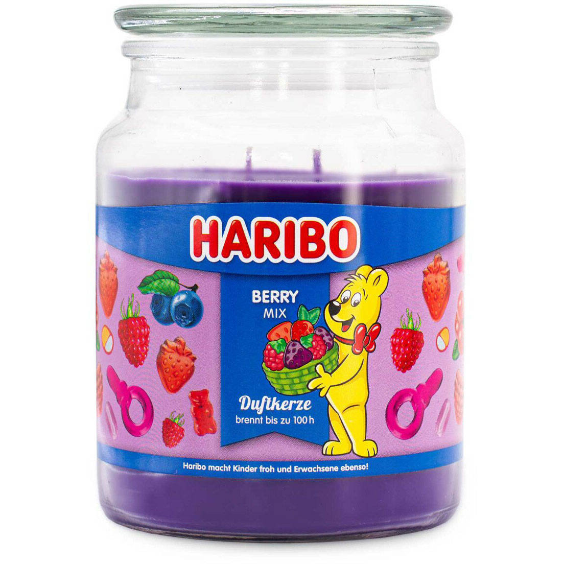 Haribo duża sojowa świeca zapachowa w szkle 18 oz 510 g - Berry Mix