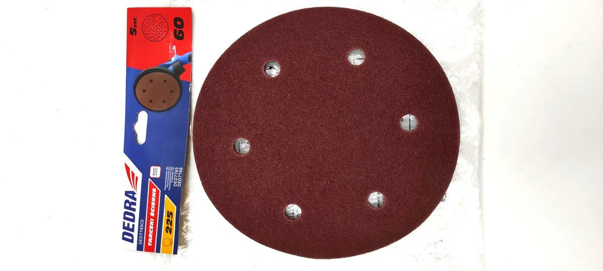 Dedra 5x Tarcza Krążek Papier Ścierny 225mm g. 60