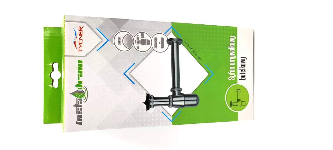 TYCNER Syfon umywalki metalowy chrom 