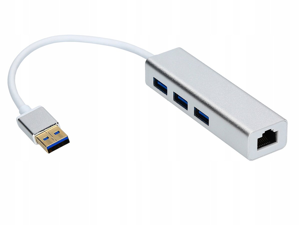 Adapter Usb Lan Rj45 + Hub 3Xusb 3.0 Karta Gigabit