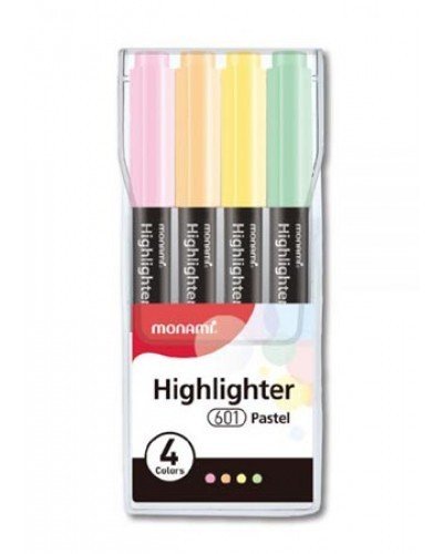 Zakreślacz cienki Monami 4 szt pastelowe n601