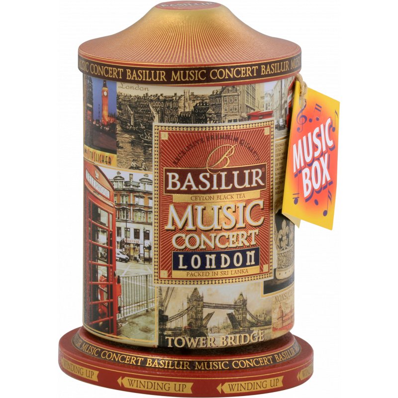 Basilur MUSIC CONCERT LONDON czarna herbata CEJLOŃSKA czekolada szarłat bergamotka POZYTYWKA PUSZKA - 100 g
