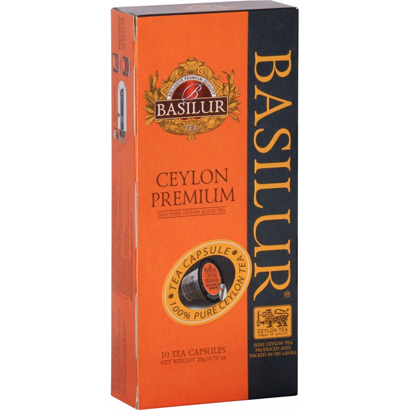 Basilur TEA CAPSULE CEYLON PREMIUM czarna herbata CEJLOŃSKA kapsułki Nespresso – 10 x 2 g
