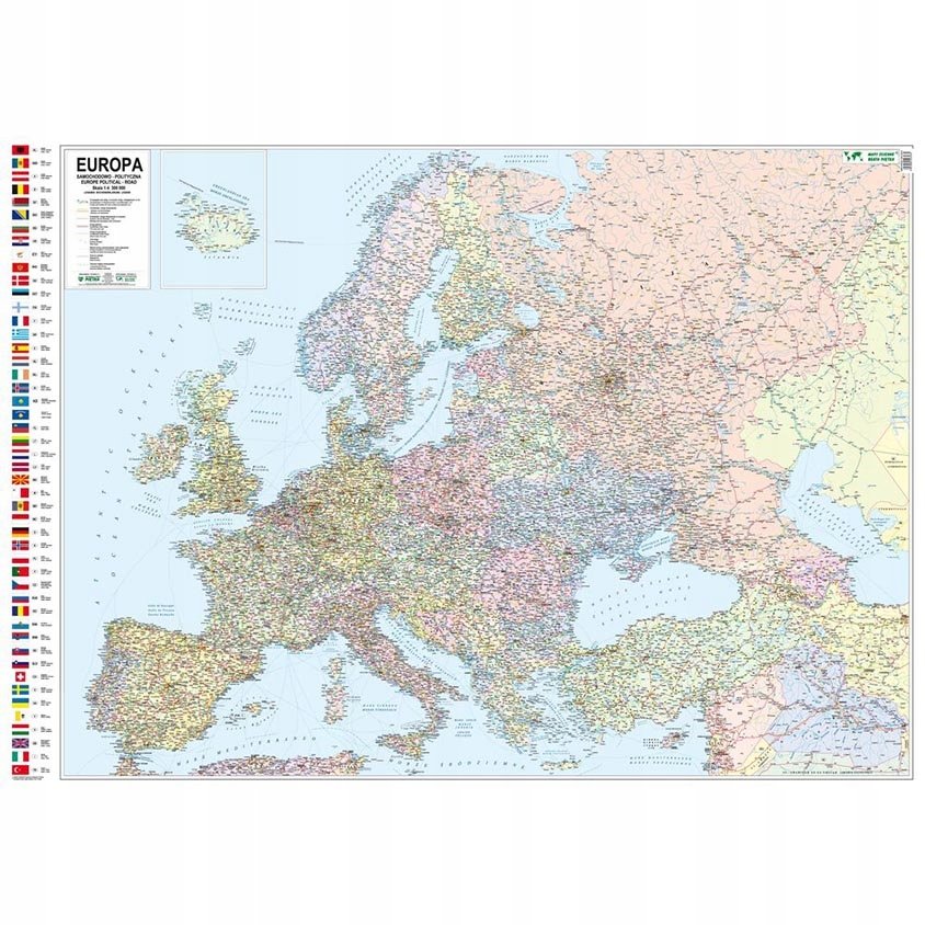 Piętka Mapa ścienna Europy. Polityczno-drogowa 1:4 300000